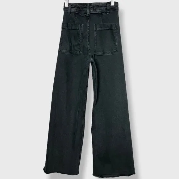 Zara Jeans Marine Straight Jeans Size 0‎ Women Wide Leg Raw Hem Faded High Rise - Picture 2 of 11